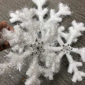 3단 눈꽃 스펀지 트리만들기  스펀지트리장식  화이트 트리장식 파이핑 크리스마스재료 트리DIY
